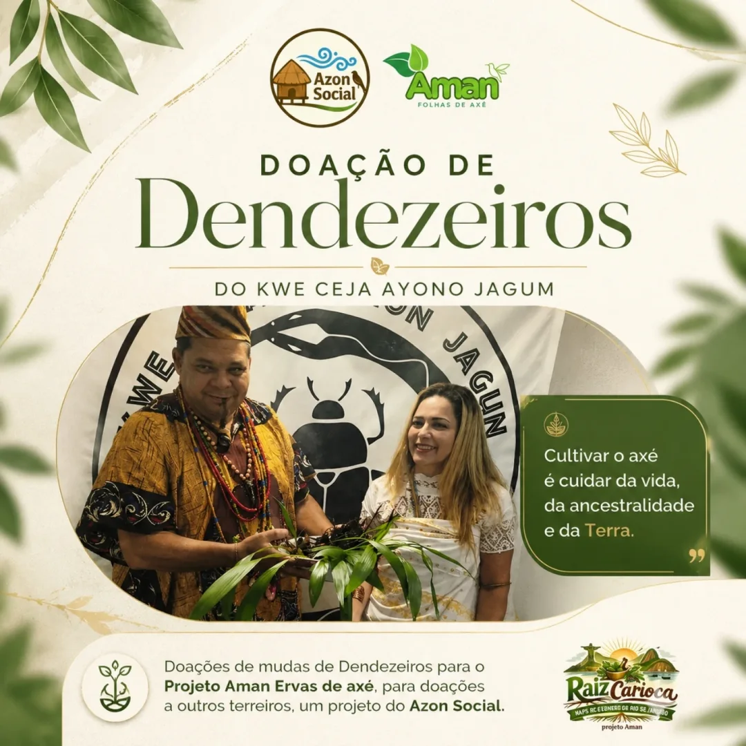 Publicação sobre a doação de dendezeiros do projeto Aman